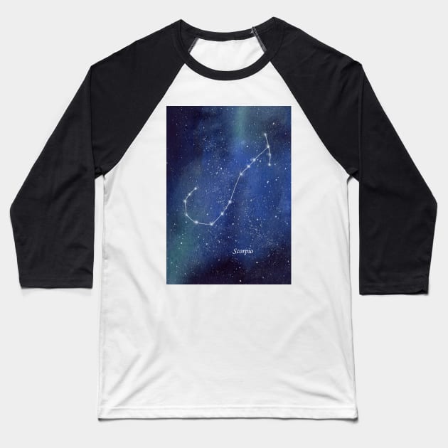 Scorpio Star Constellation with Galaxy Background Baseball T-Shirt by Sandraartist